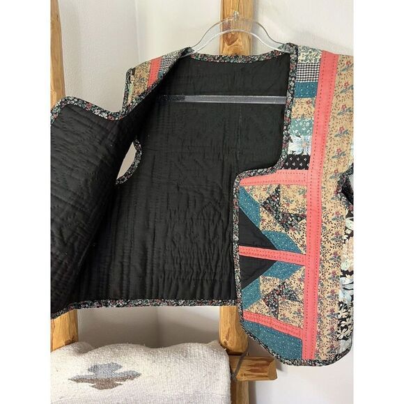 Vintage Quilt Reversible Vest With Cap Sleeve One Of A Kind Size S - Picture 12 of 16